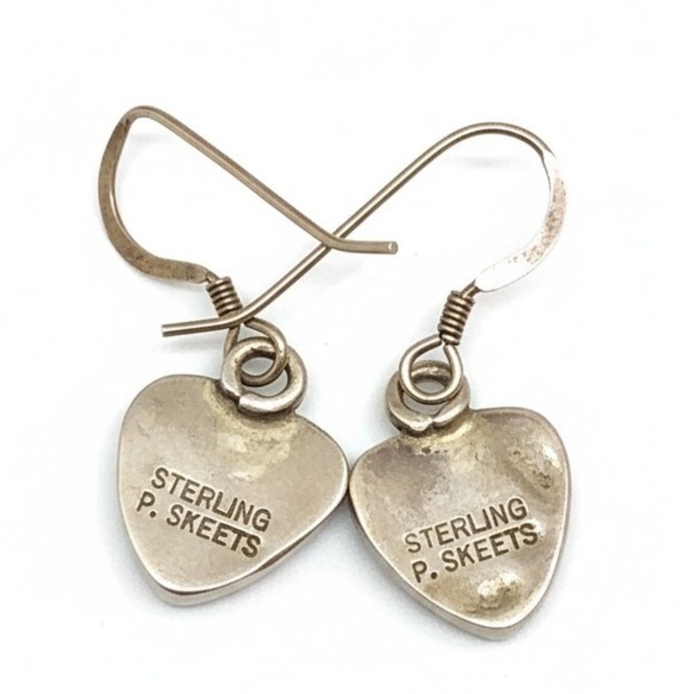 P. Skeets Navajo Artist Turquoise Sterling Silver‎ Dangle Earrings SKUJ107 - Picture 3 of 4
